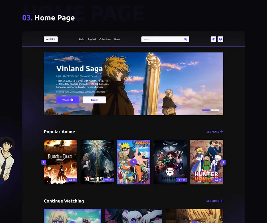 Antarmuka Aplikasi Antarmuka aplikasi streaming anime