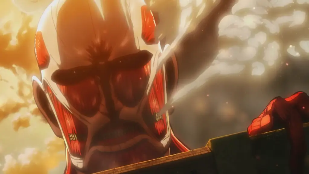Kehancuran Wall Maria Gambar kehancuran Wall Maria di Attack on Titan episode 2
